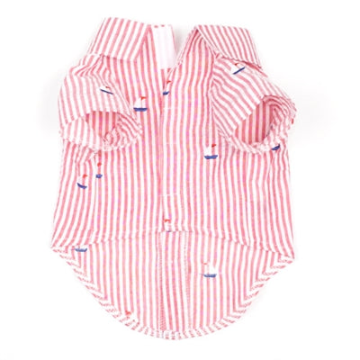 Red Strip Sailboat Dog Shirt